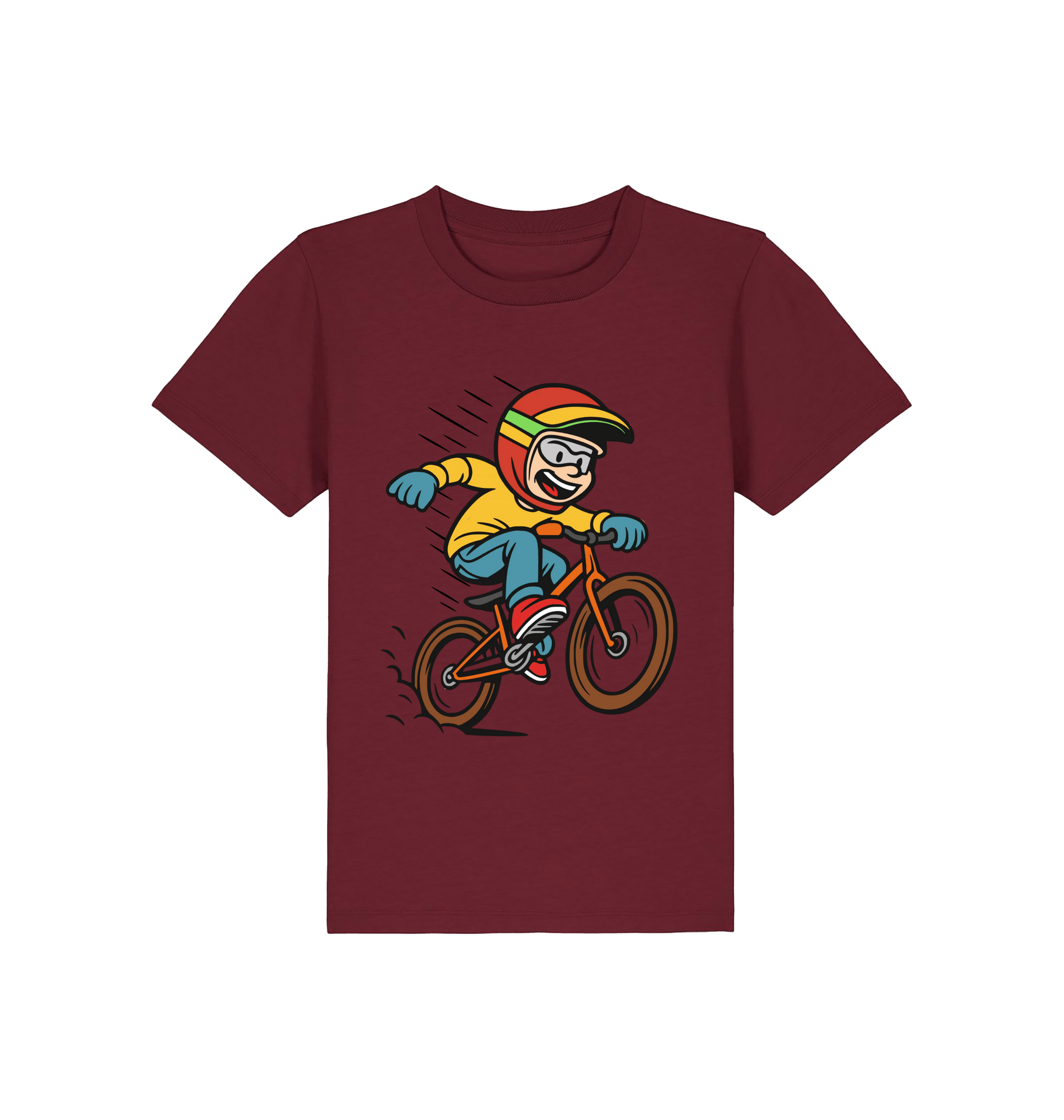 Burgundy Printed Kids T-Shirt Front