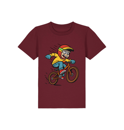 Burgundy Printed Kids T-Shirt Front
