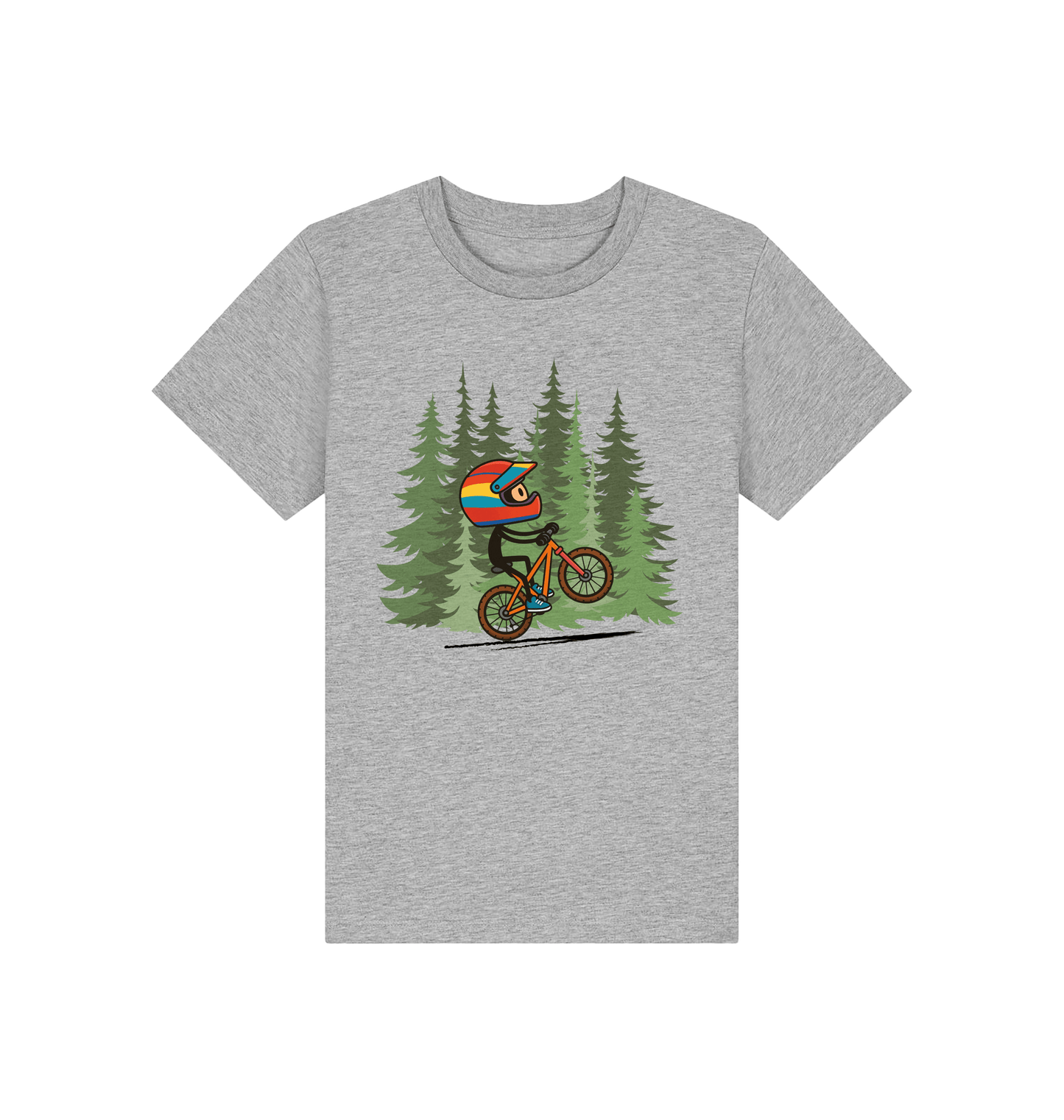 Heather Grey Printed Kids T-Shirt Front