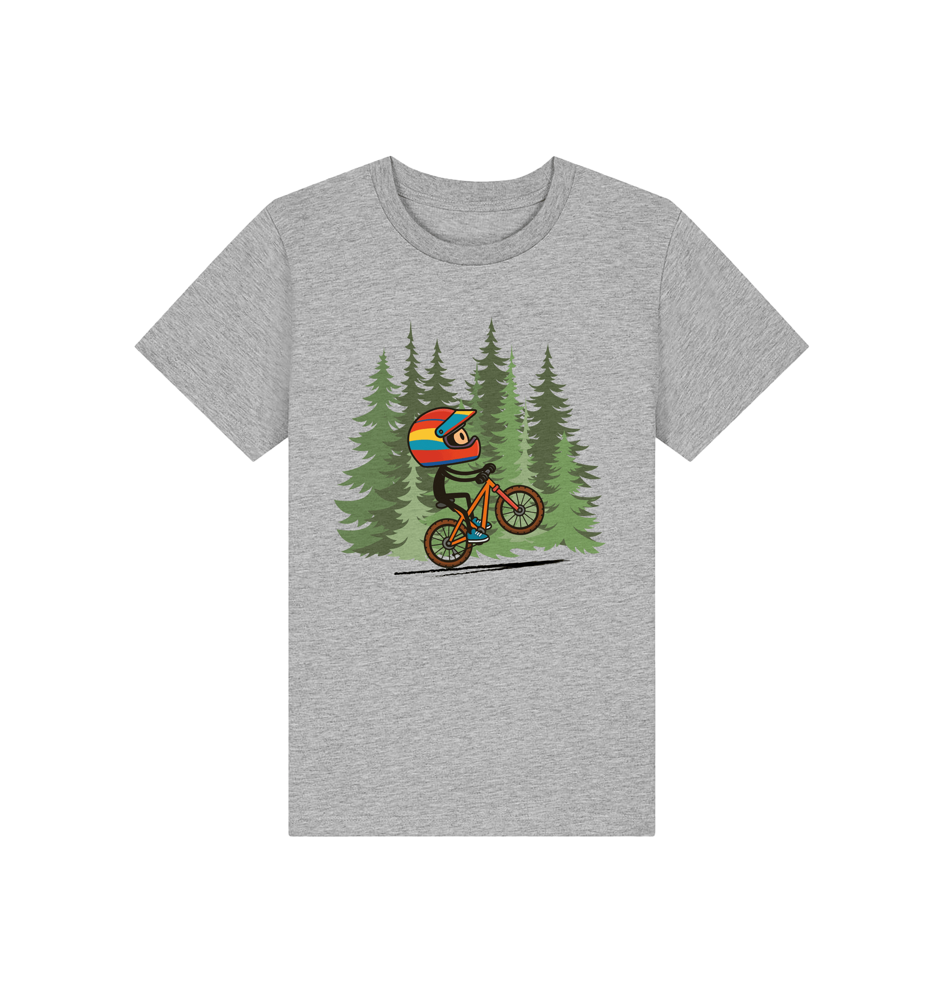 Heather Grey Printed Kids T-Shirt Front