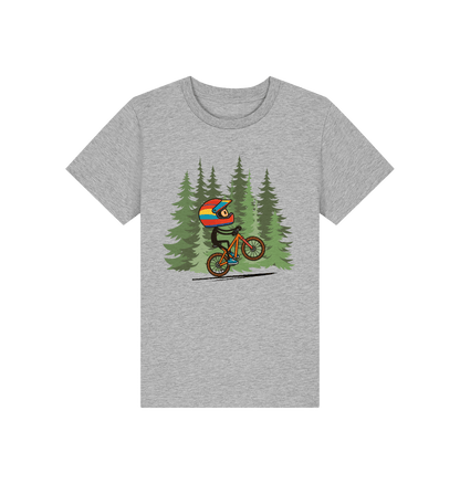Heather Grey Printed Kids T-Shirt Front