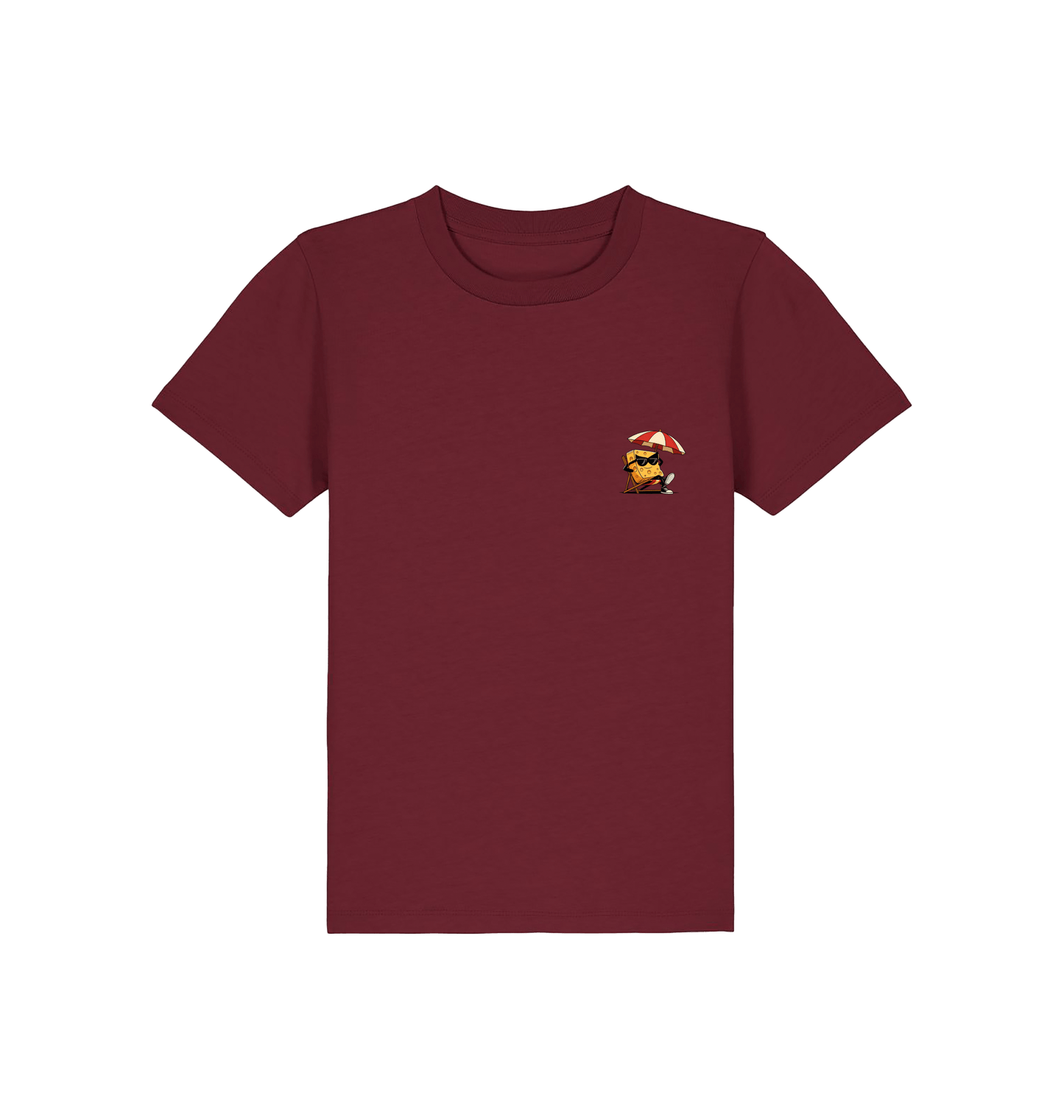 Burgundy Printed Kids T-Shirt Front