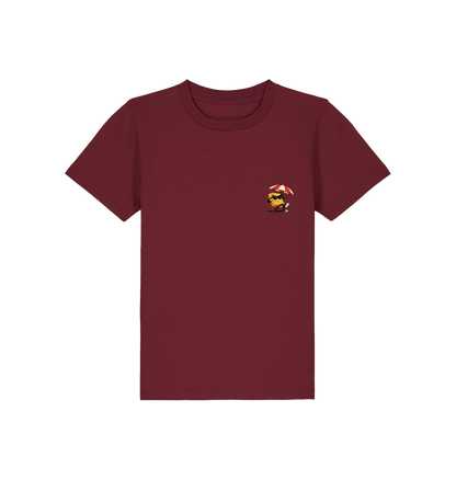 Burgundy Printed Kids T-Shirt Front