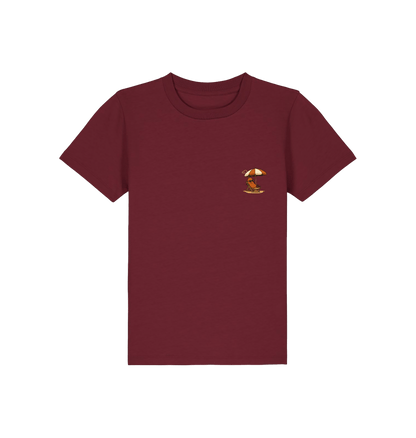 Burgundy Printed Kids T-Shirt Front