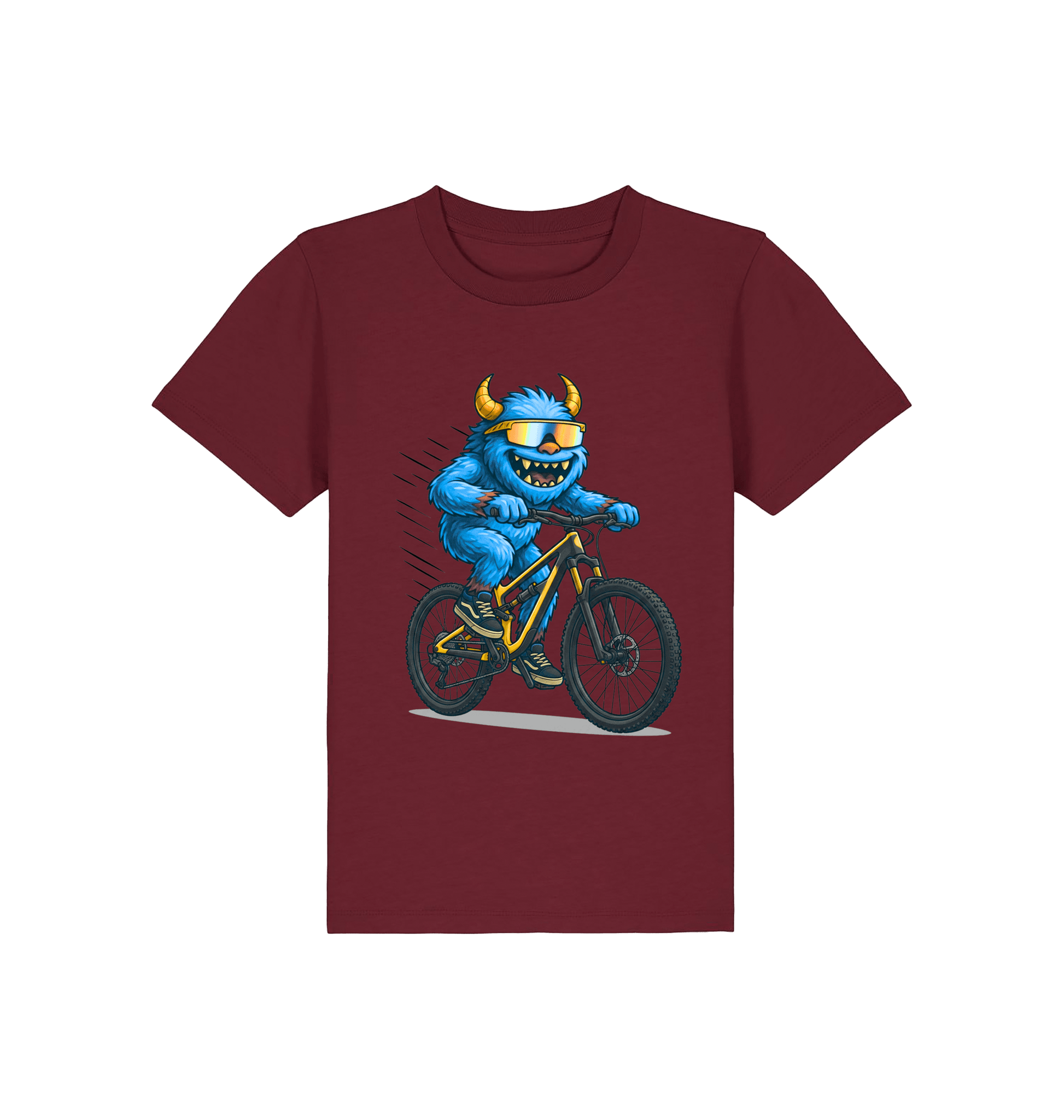 Burgundy Printed Kids T-Shirt Front