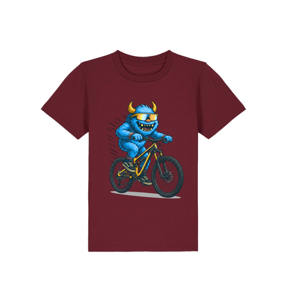 Burgundy Printed Kids T-Shirt Front