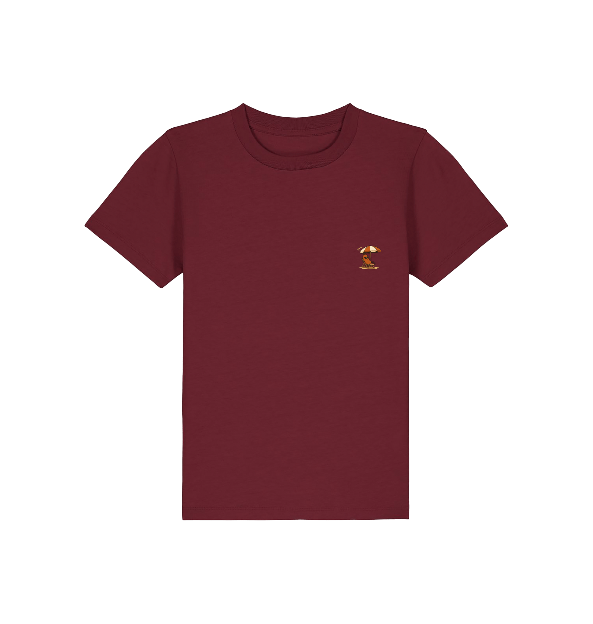 Burgundy Printed Kids T-Shirt Front