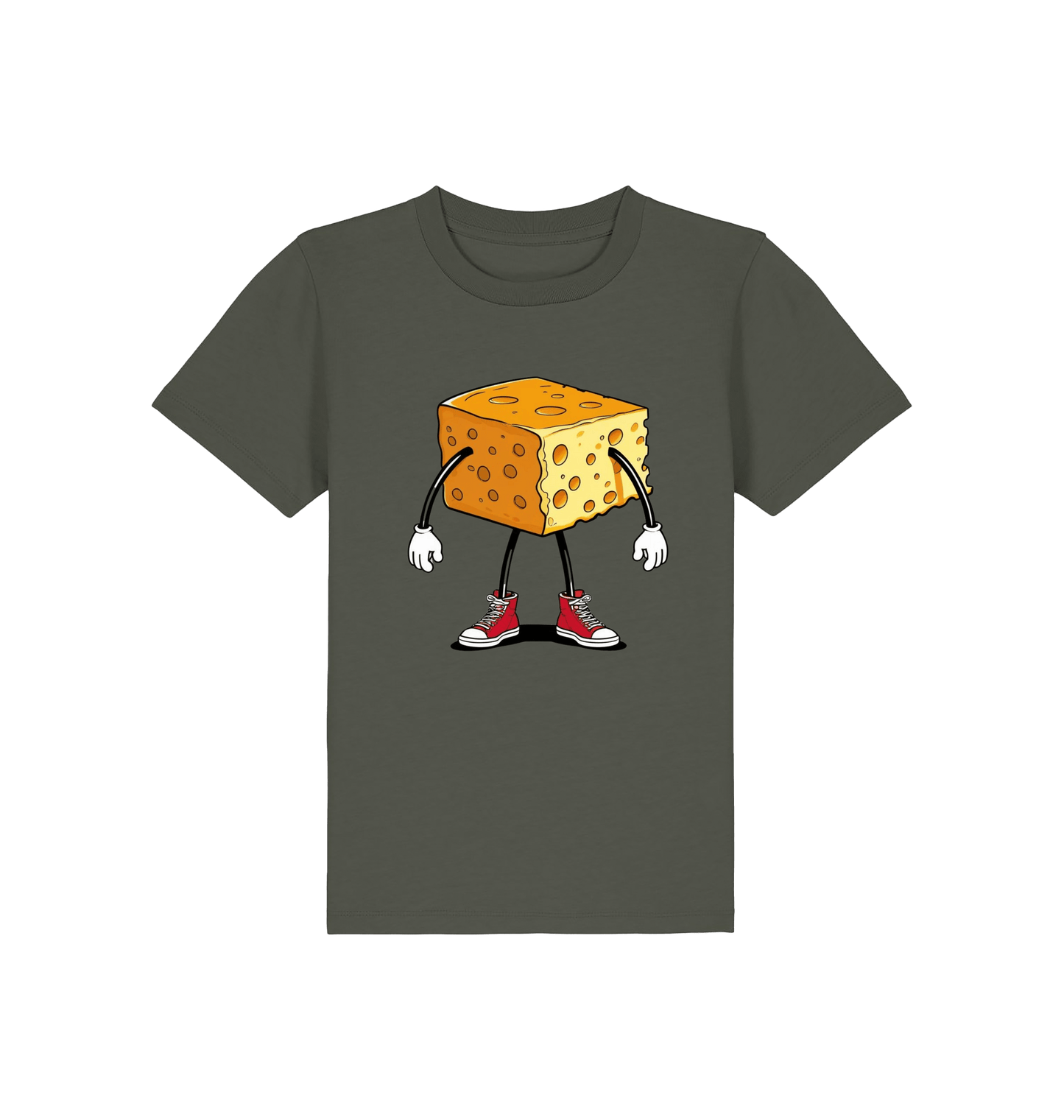 Khaki Printed Kids T-Shirt Front