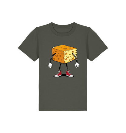 Khaki Printed Kids T-Shirt Front
