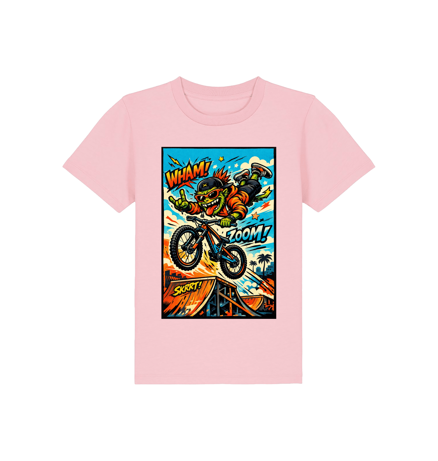 Cotton Pink Printed Kids T-Shirt Front