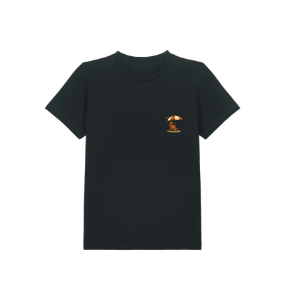 Black Printed Kids T-Shirt Front
