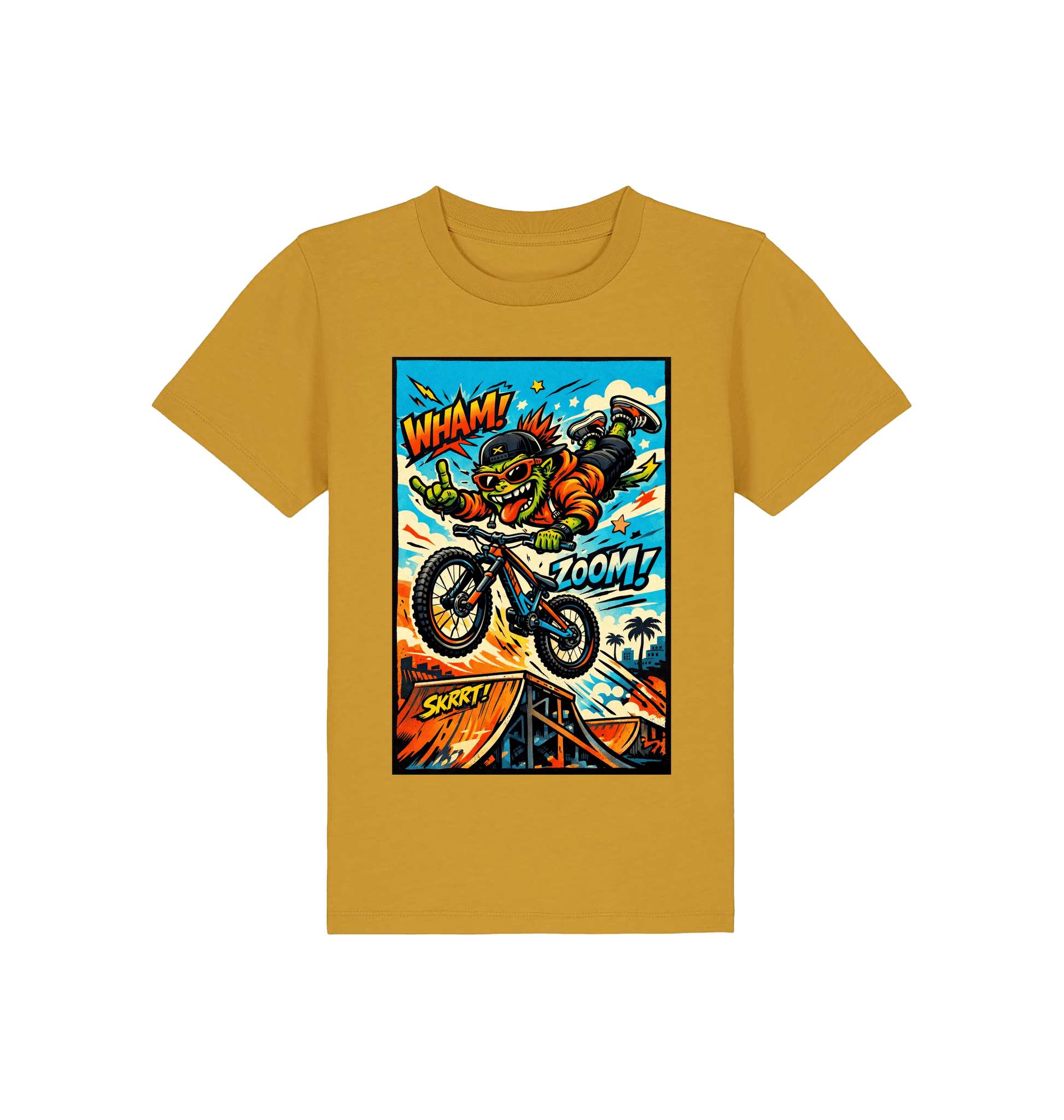 Ochre Printed Kids T-Shirt Front