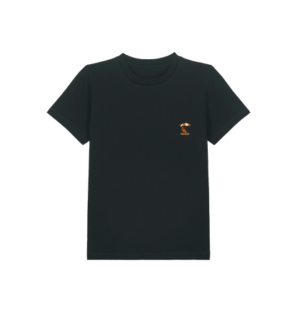 Black Printed Kids T-Shirt Front