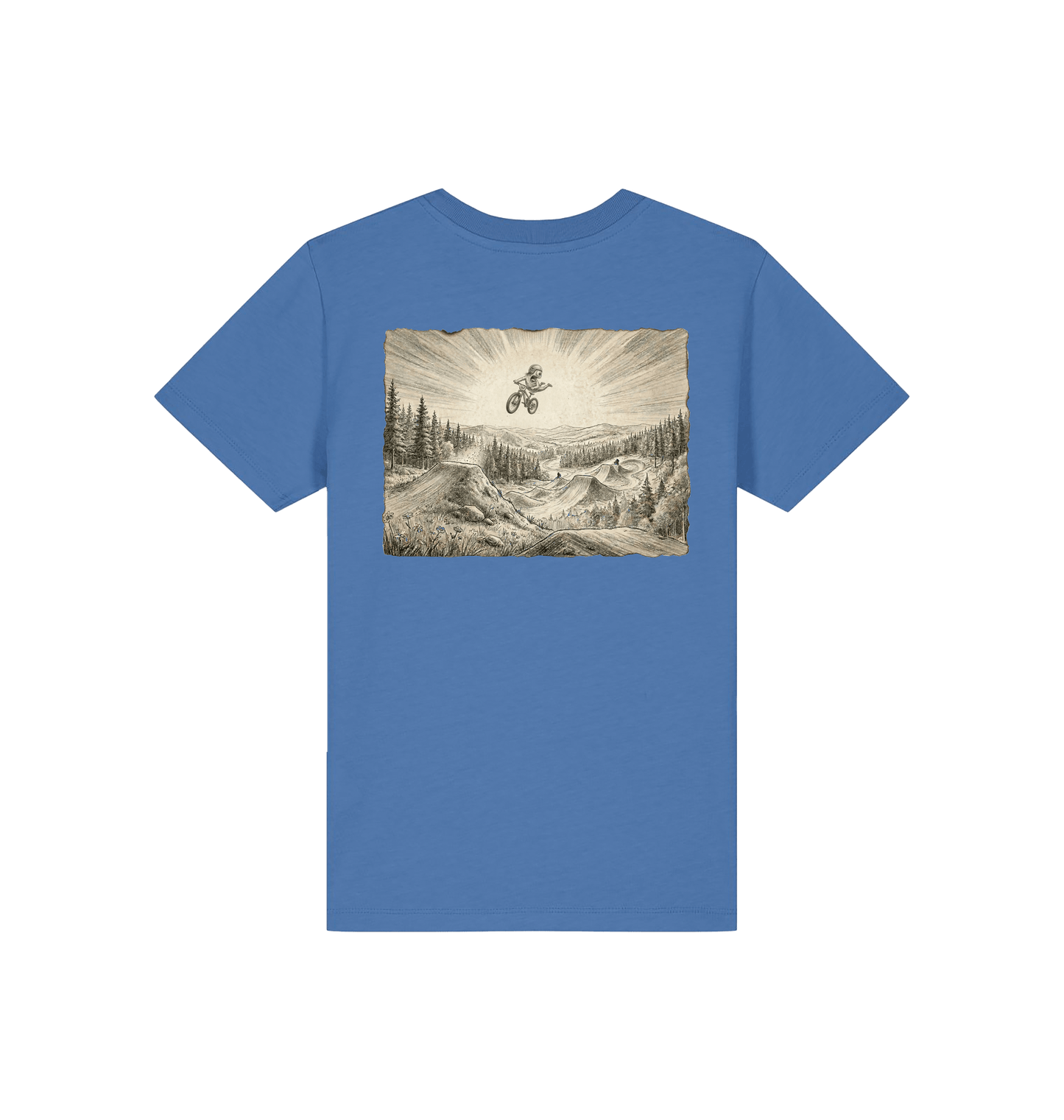 Bright Blue Printed Kids T-Shirt Back