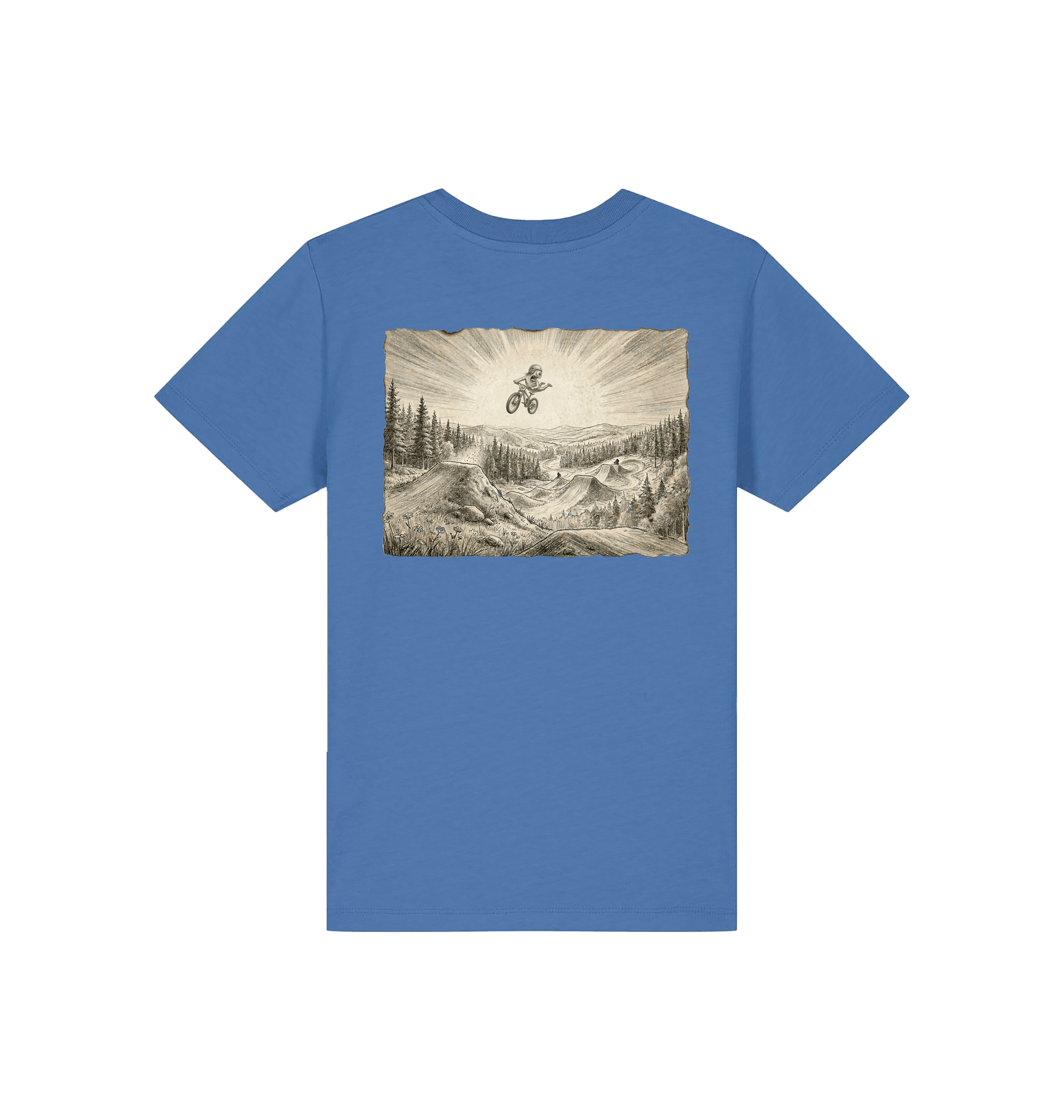 Bright Blue Printed Kids T-Shirt Back