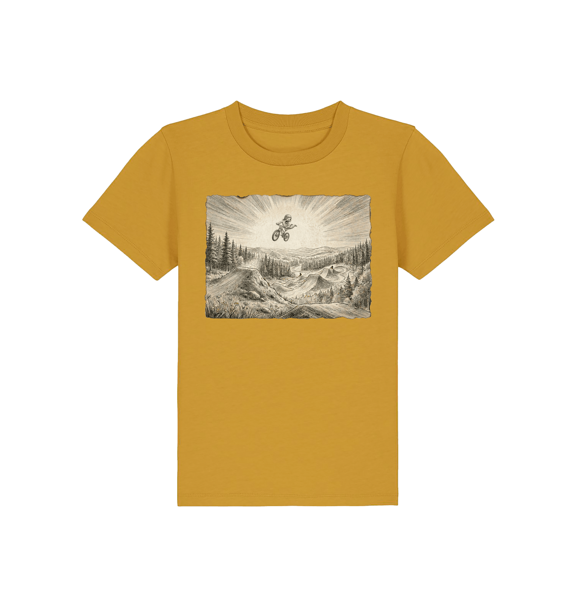 Ochre Printed Kids T-Shirt Front