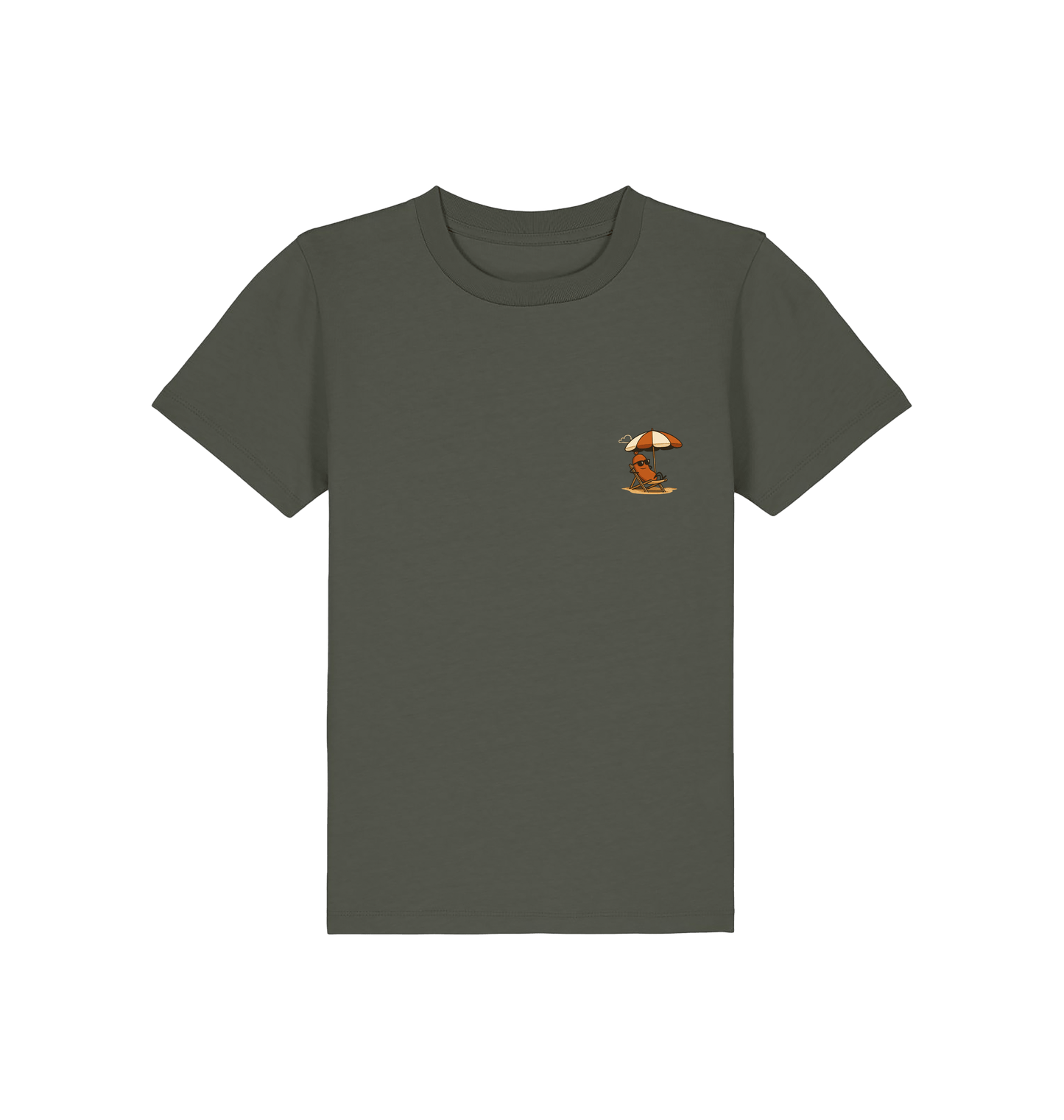 Khaki Printed Kids T-Shirt Front