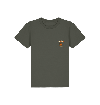 Khaki Printed Kids T-Shirt Front