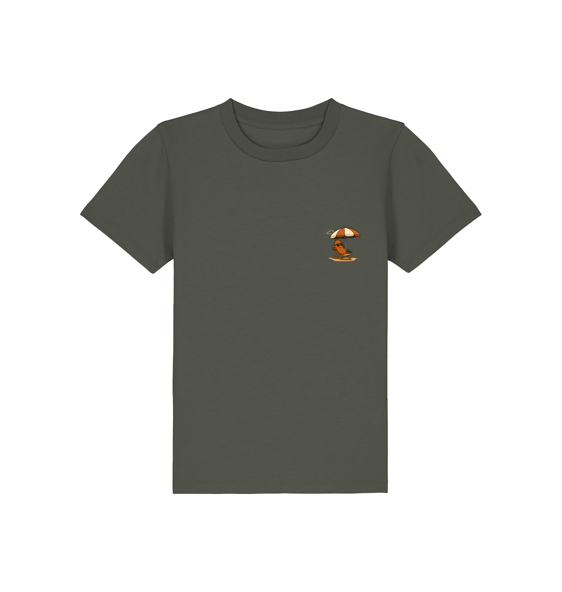 Khaki Printed Kids T-Shirt Front