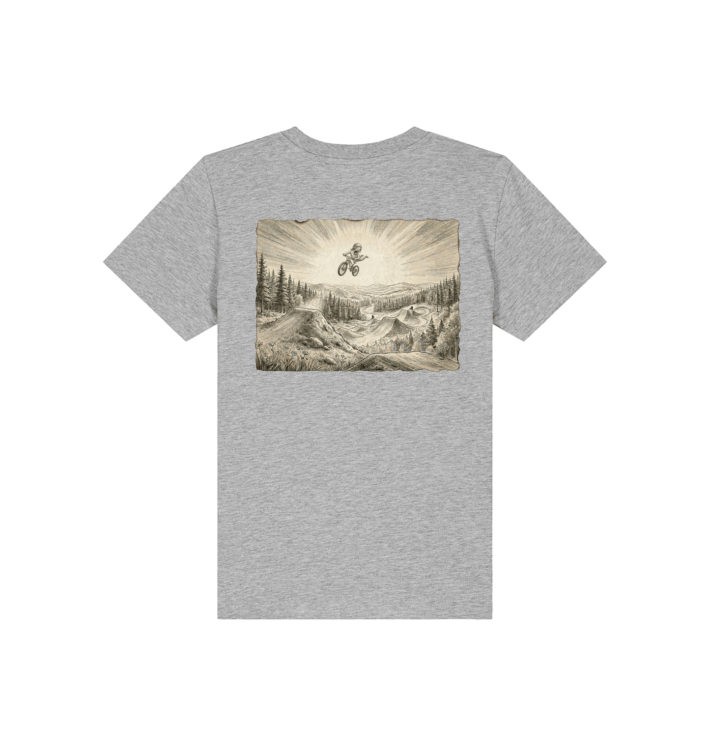 Heather Grey Printed Kids T-Shirt Back