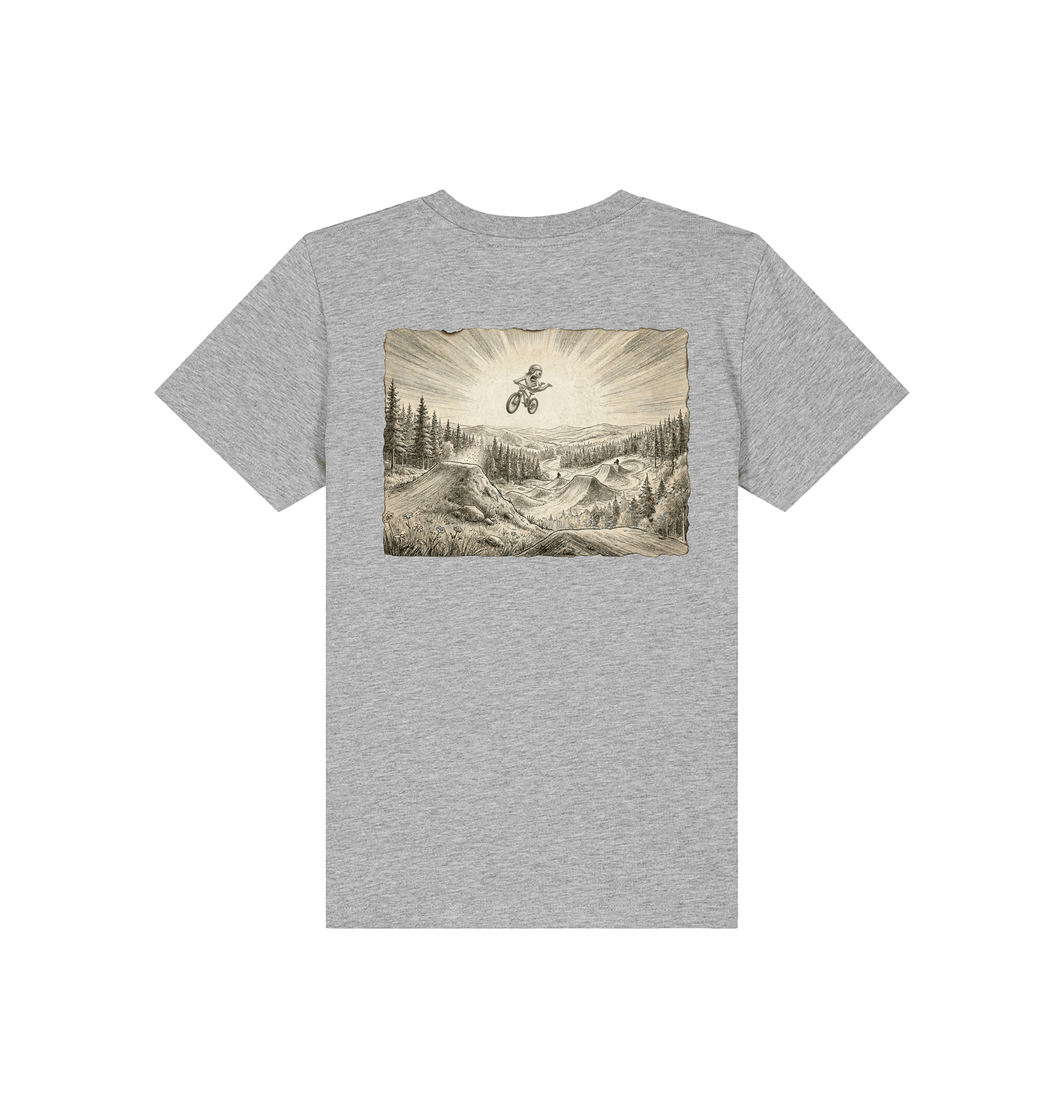 Heather Grey Printed Kids T-Shirt Back