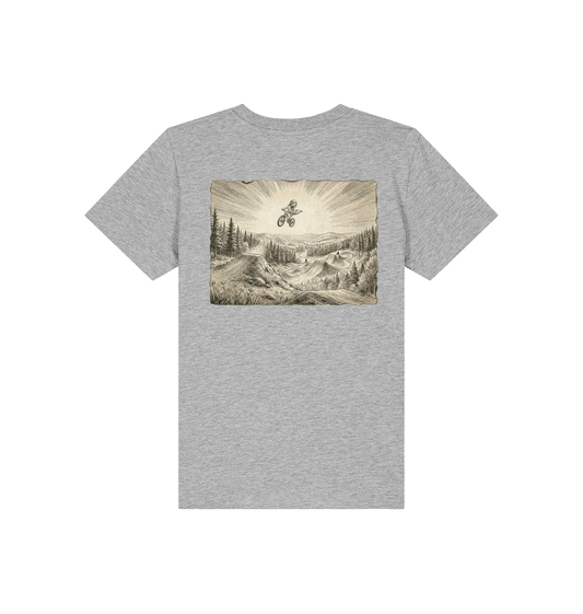 Heather Grey Printed Kids T-Shirt Back